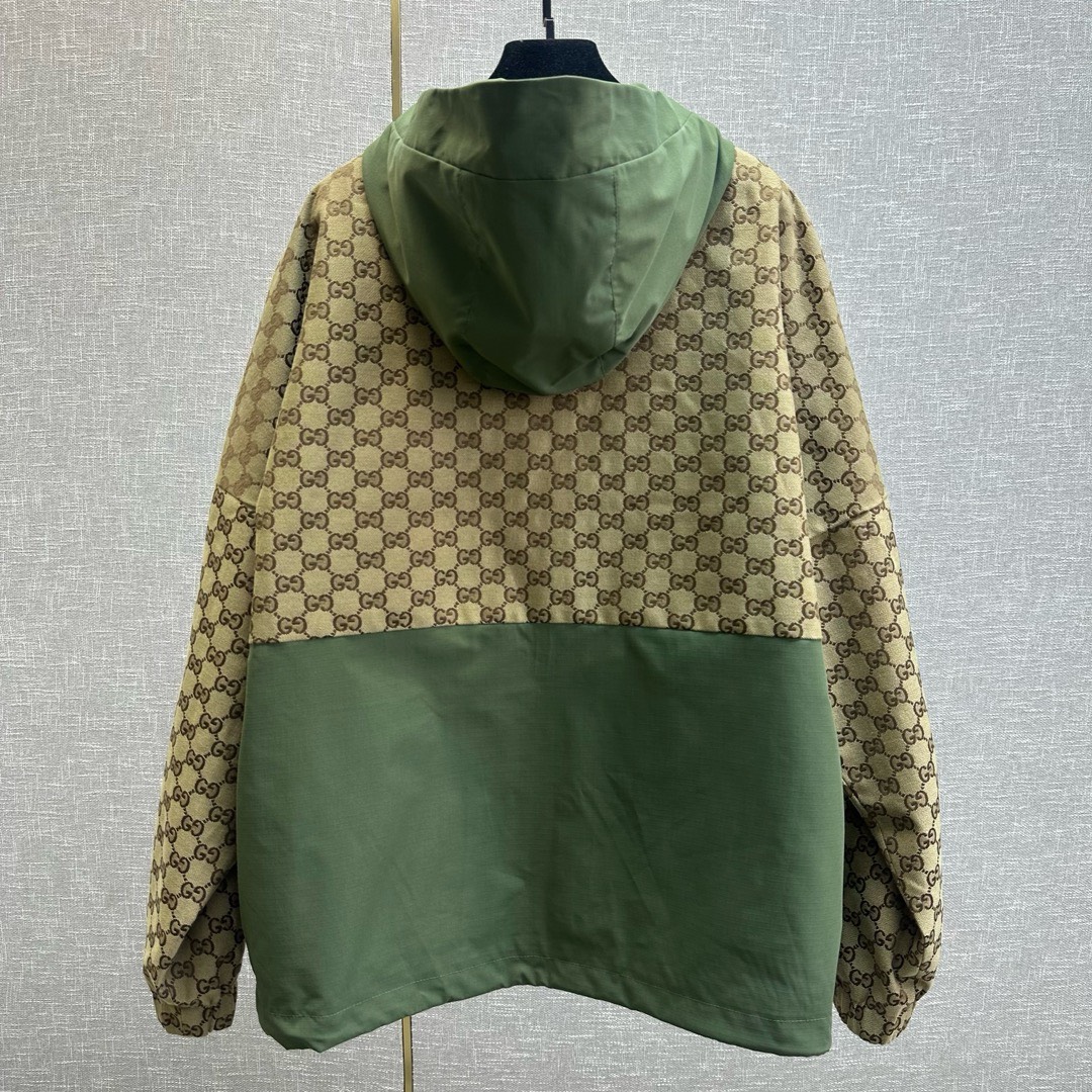 Bagsaaa Gvc*1 GG COTTON FABRIC JACKET WITH ZIPPER GREEN