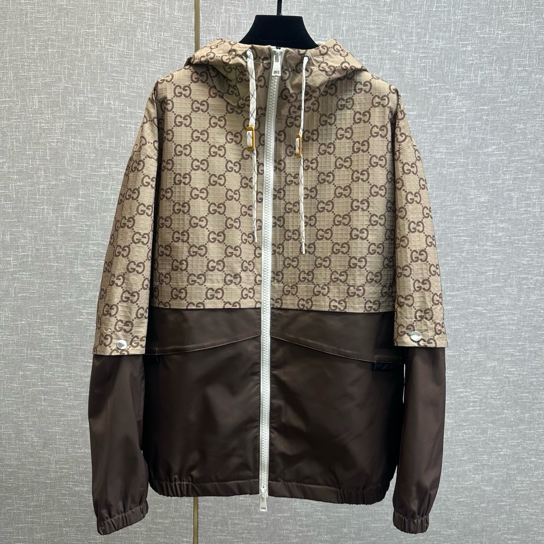Bagsaaa Gvc*1 GG COTTON FABRIC JACKET WITH ZIPPER Brown