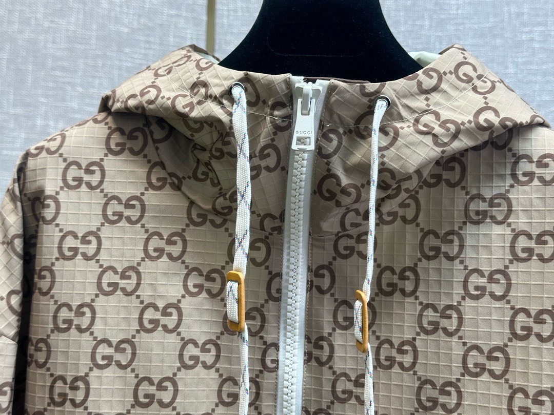 Bagsaaa Gvc*1 GG COTTON FABRIC JACKET WITH ZIPPER Brown