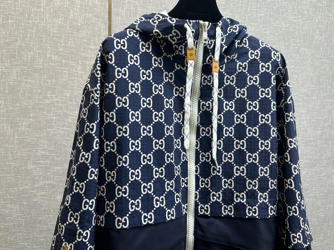 Bagsaaa Gvc*1 GG COTTON FABRIC JACKET WITH ZIPPER BLUE
