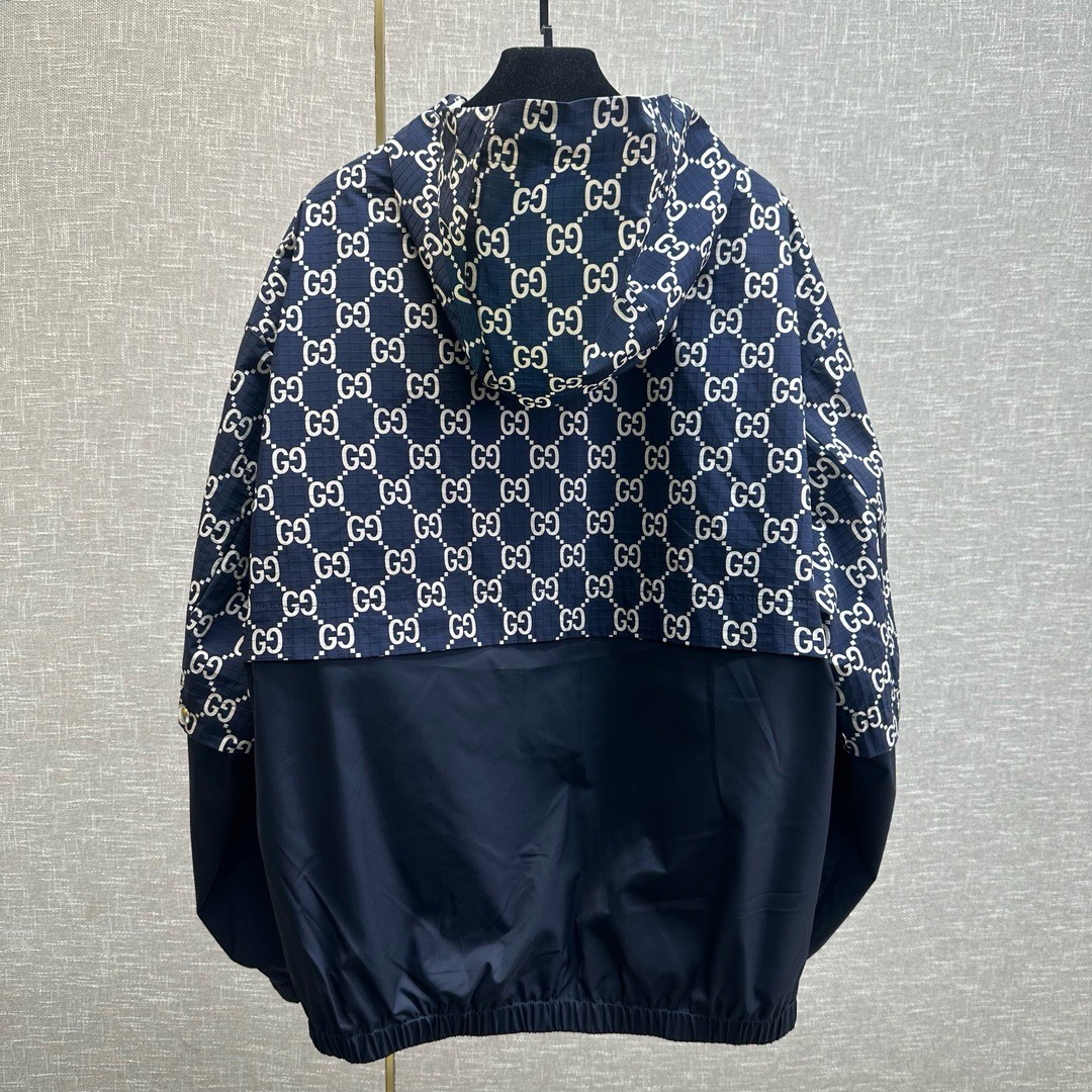 Bagsaaa Gvc*1 GG COTTON FABRIC JACKET WITH ZIPPER BLUE
