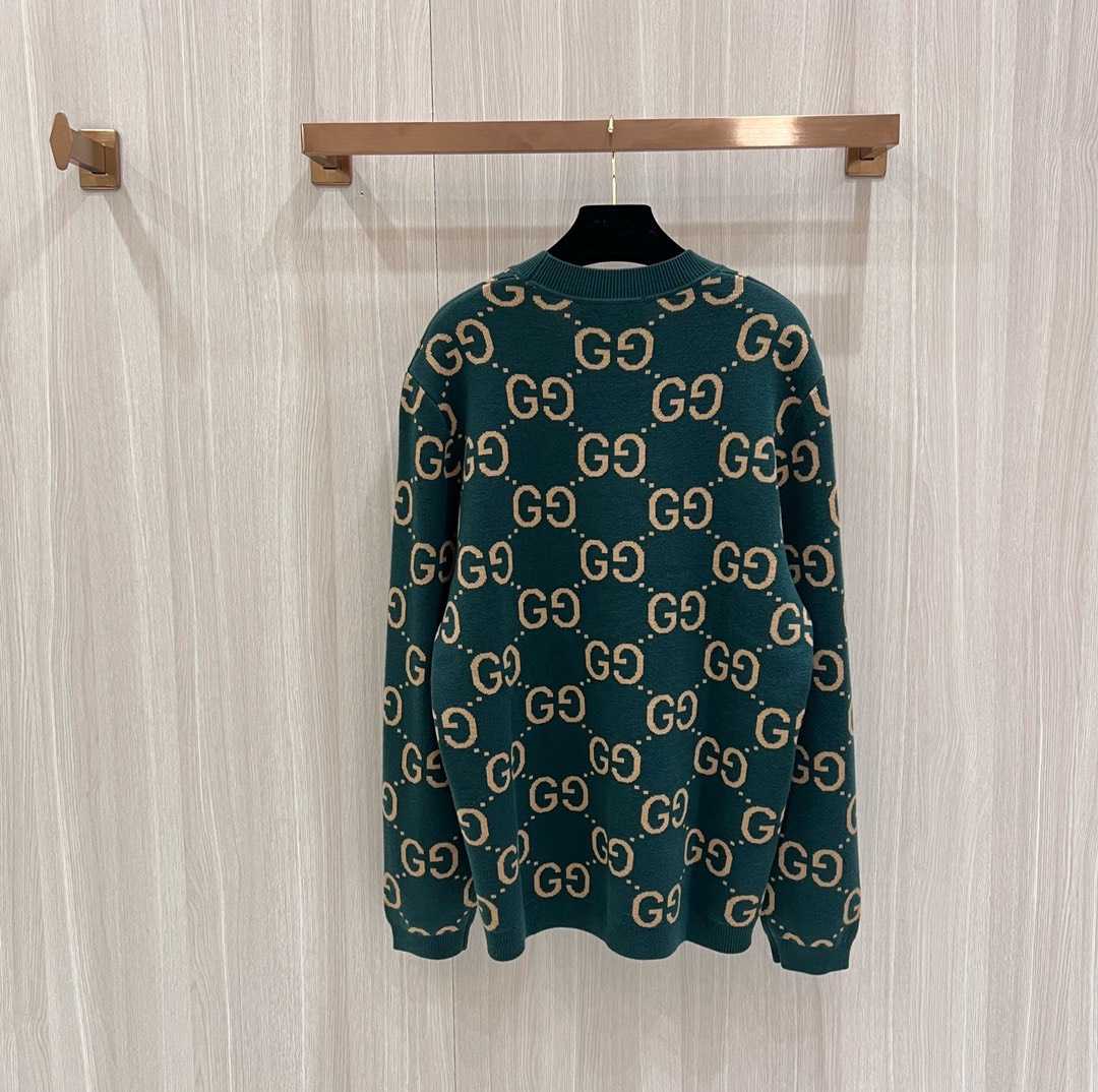 Bagsaa Gvc*1 GG wool jacquard sweater in green