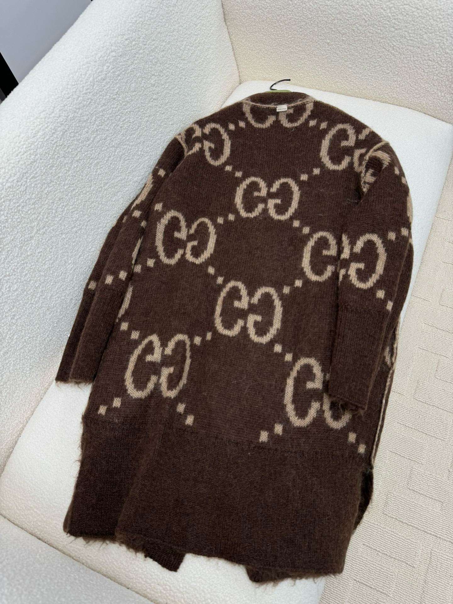 Bagsaaa Gvc*1 GG Mohair Wool Long Cardigan In Beige