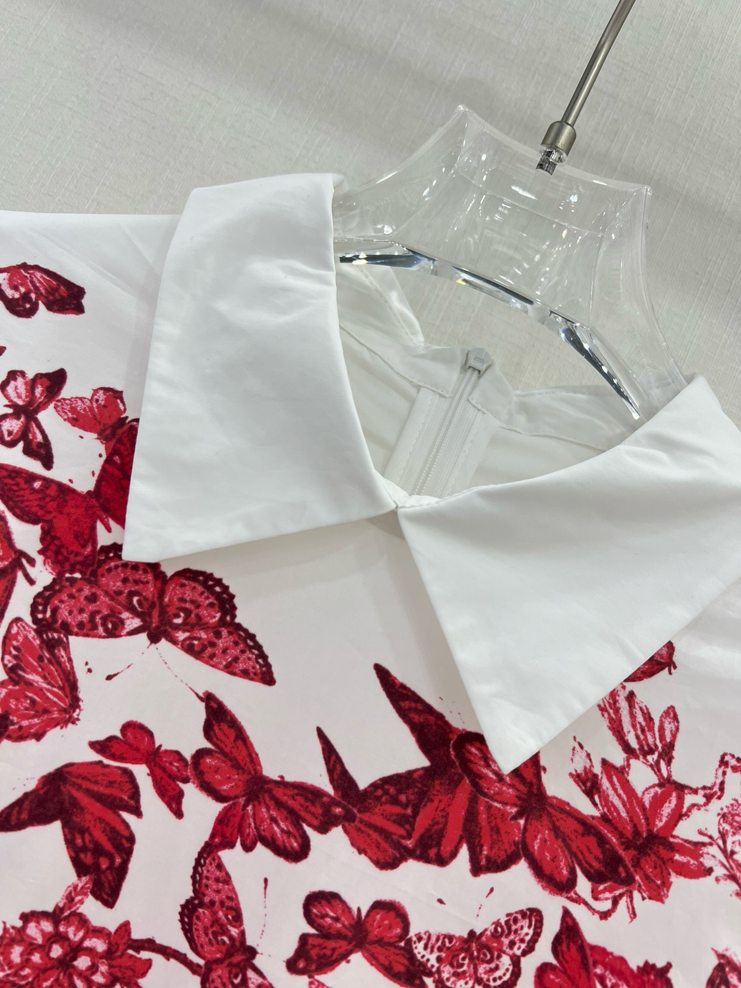 Bagsaaa D10r Belt Dress White and Red Butterfly