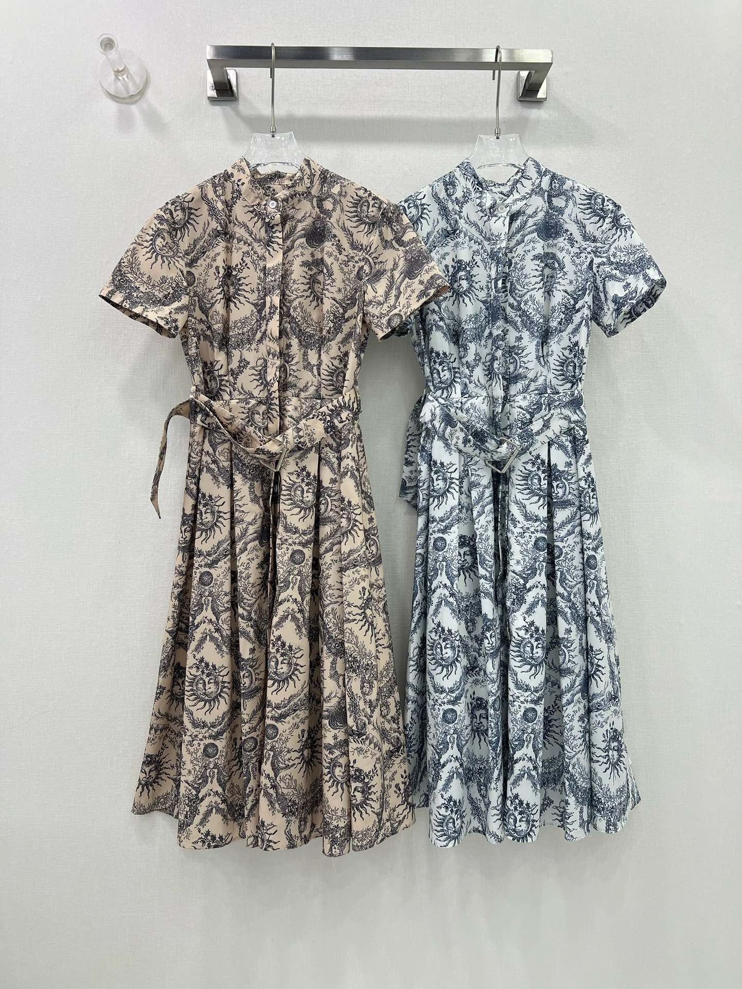 Bagsaaa D10r Toile de Jouy Soleil Pattern Belt Dress