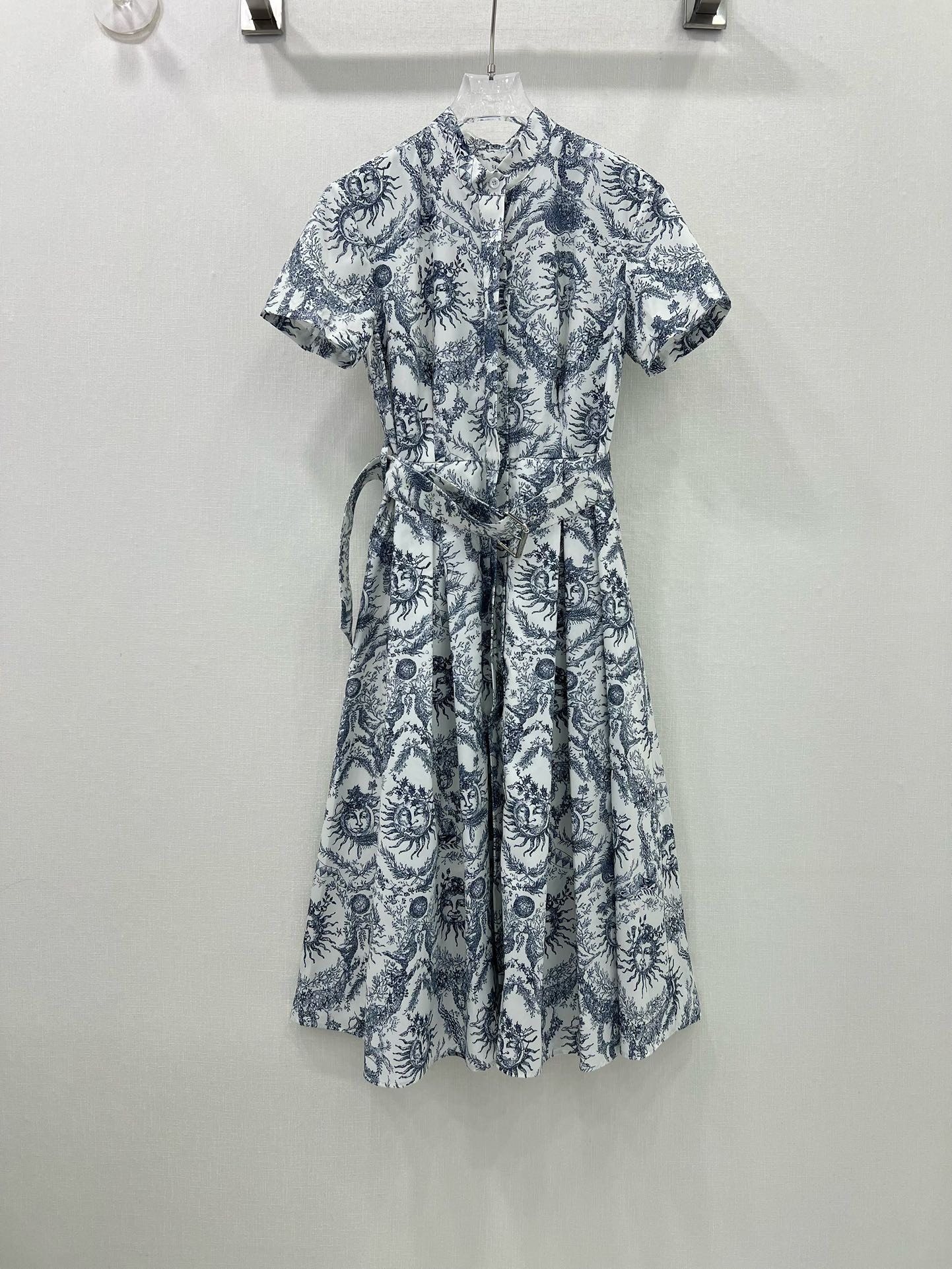 Bagsaaa D10r Toile de Jouy Soleil Pattern Belt Dress