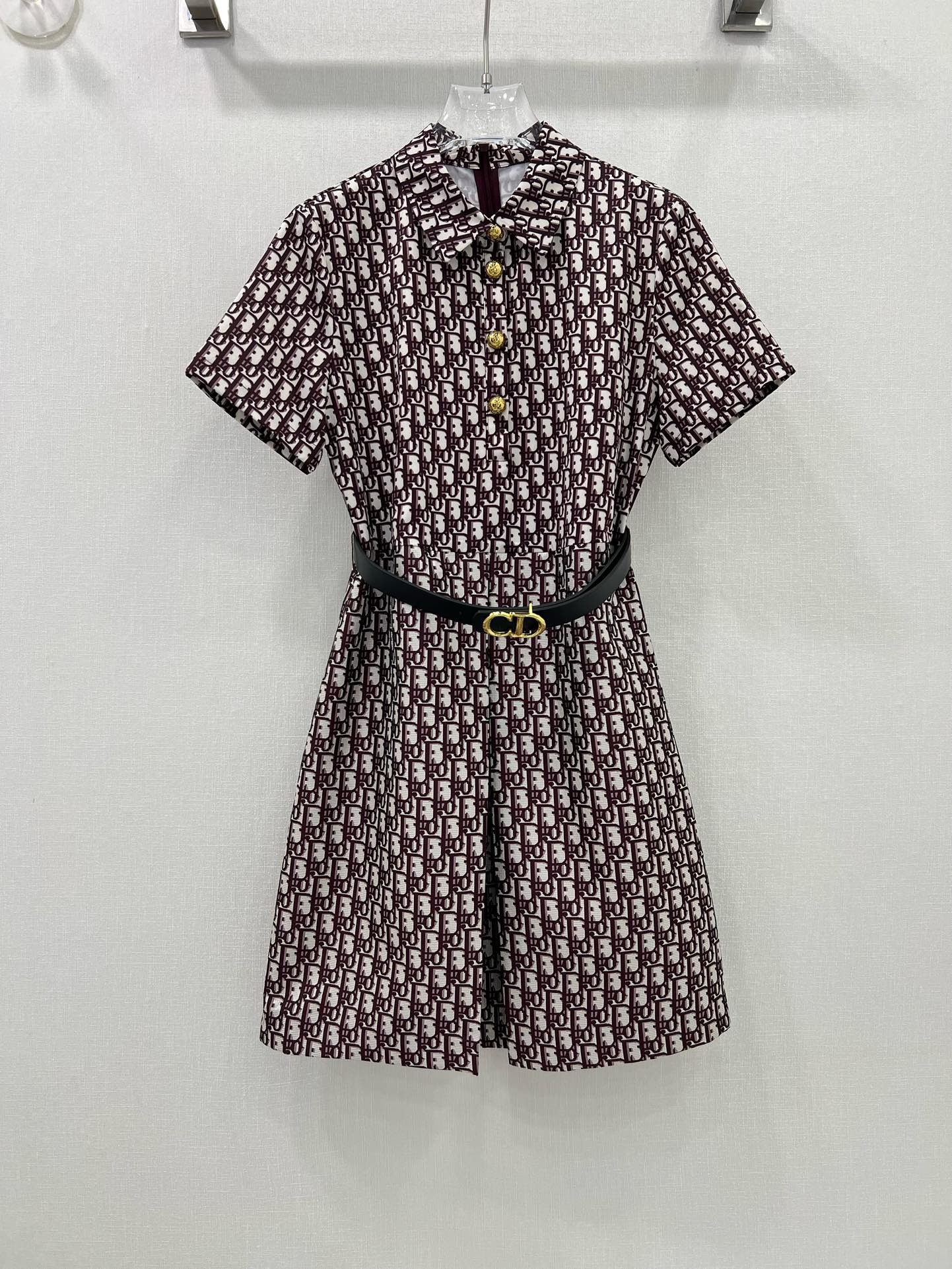 Bagsaa D10r T-Shirt Belt Dress In Jacquard Oblique