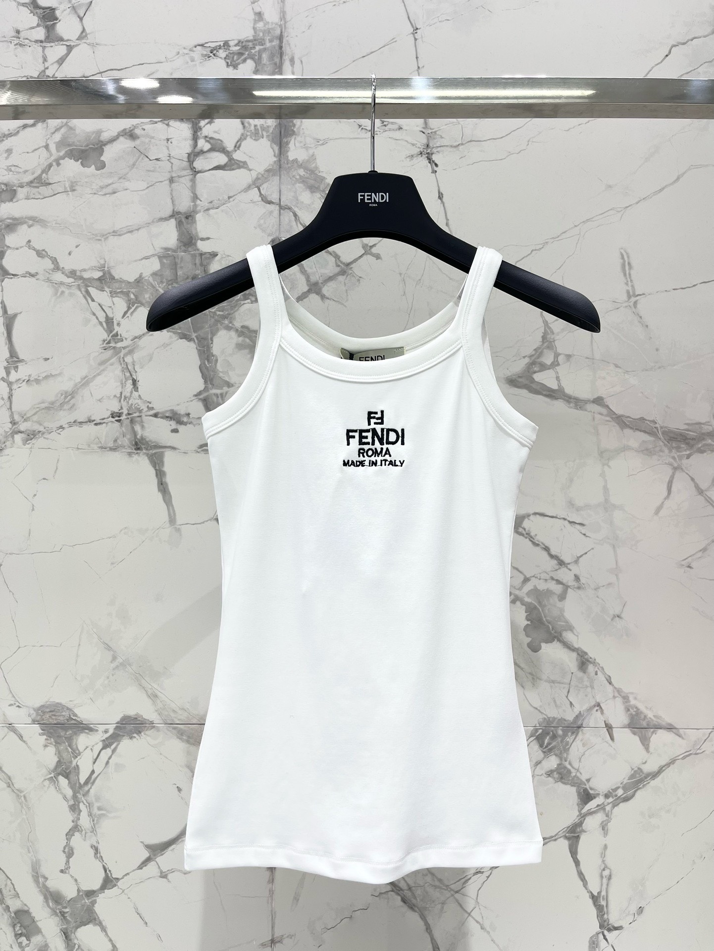 Bagsaaa F**di Logo Embroidered Knitted Tank Top