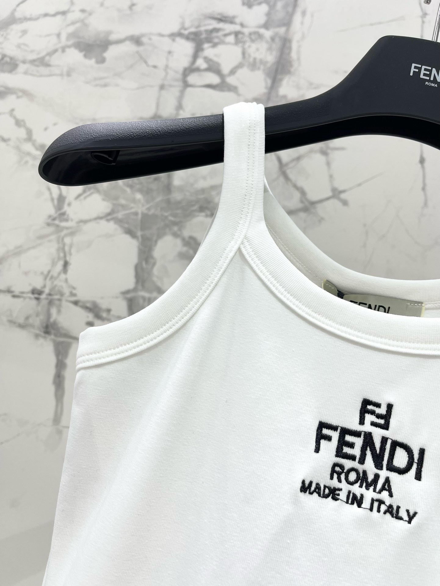 Bagsaaa F**di Logo Embroidered Knitted Tank Top