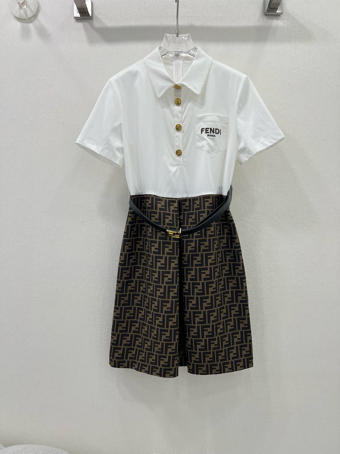 Bagsaaa F**di Shirt Belt Dress FF Pattern 
