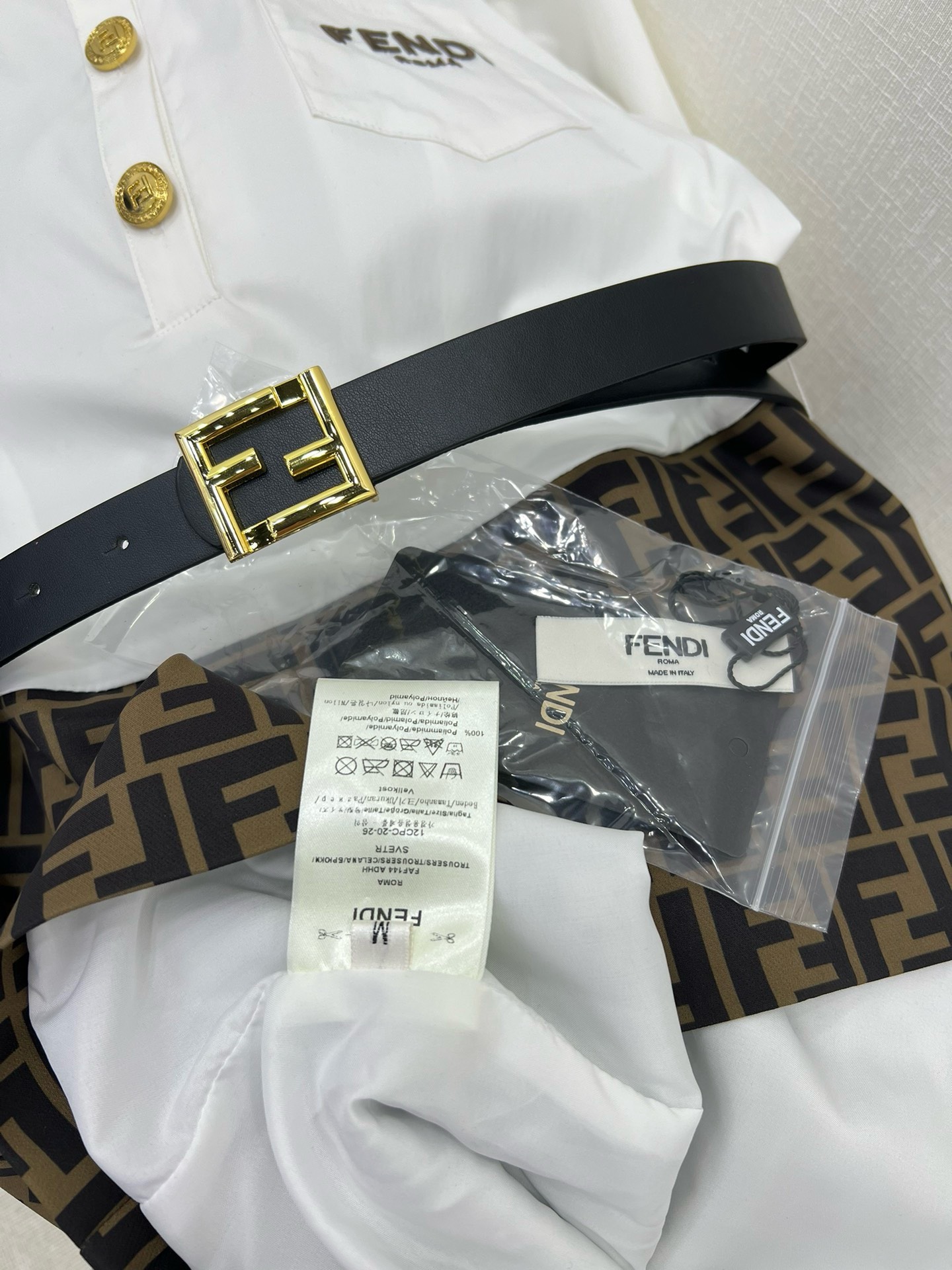 Bagsaaa F**di Shirt Belt Dress FF Pattern