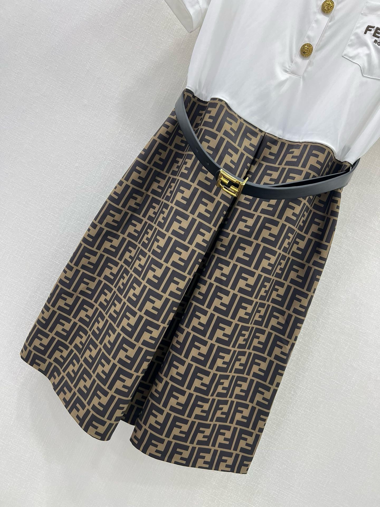 Bagsaaa F**di Shirt Belt Dress FF Pattern