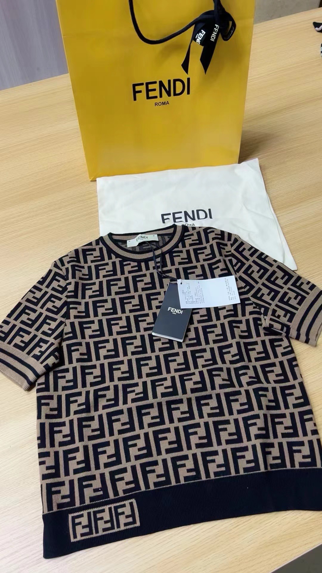 Bagsaaa F**di Knitwear Pullover FF Motif Short Sleeves