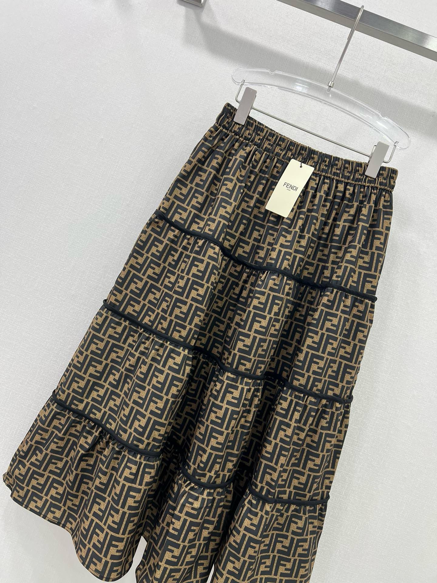 Bagsaaa F**di Midi Long SKirt FF Motif