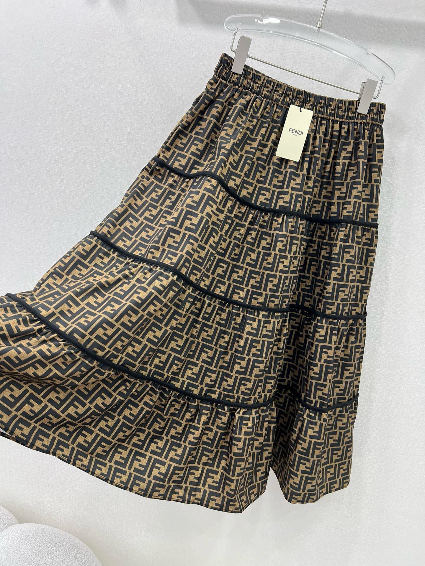 Bagsaaa F**di Midi Long SKirt FF Motif