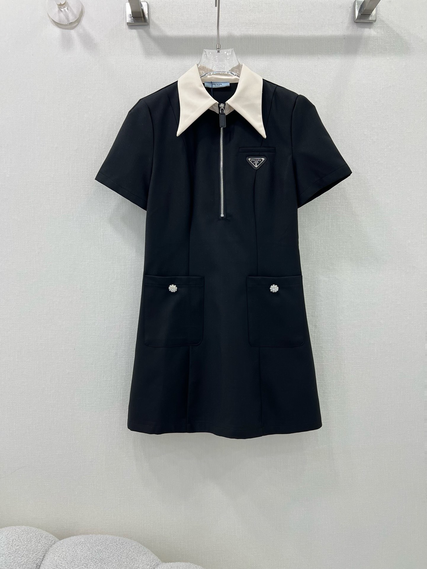 Bagsaaa Pra*a Satin Wool Mini Dress