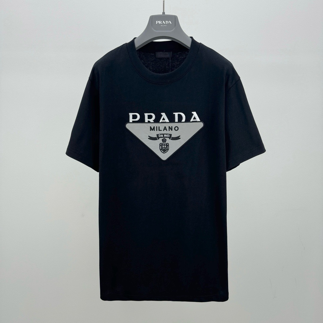 Bagsaaa Pra*a Triangle Logo Black T-Shirt