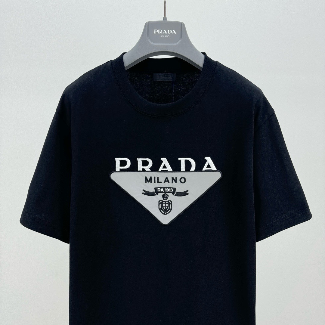 Bagsaaa Pra*a Triangle Logo Black T-Shirt