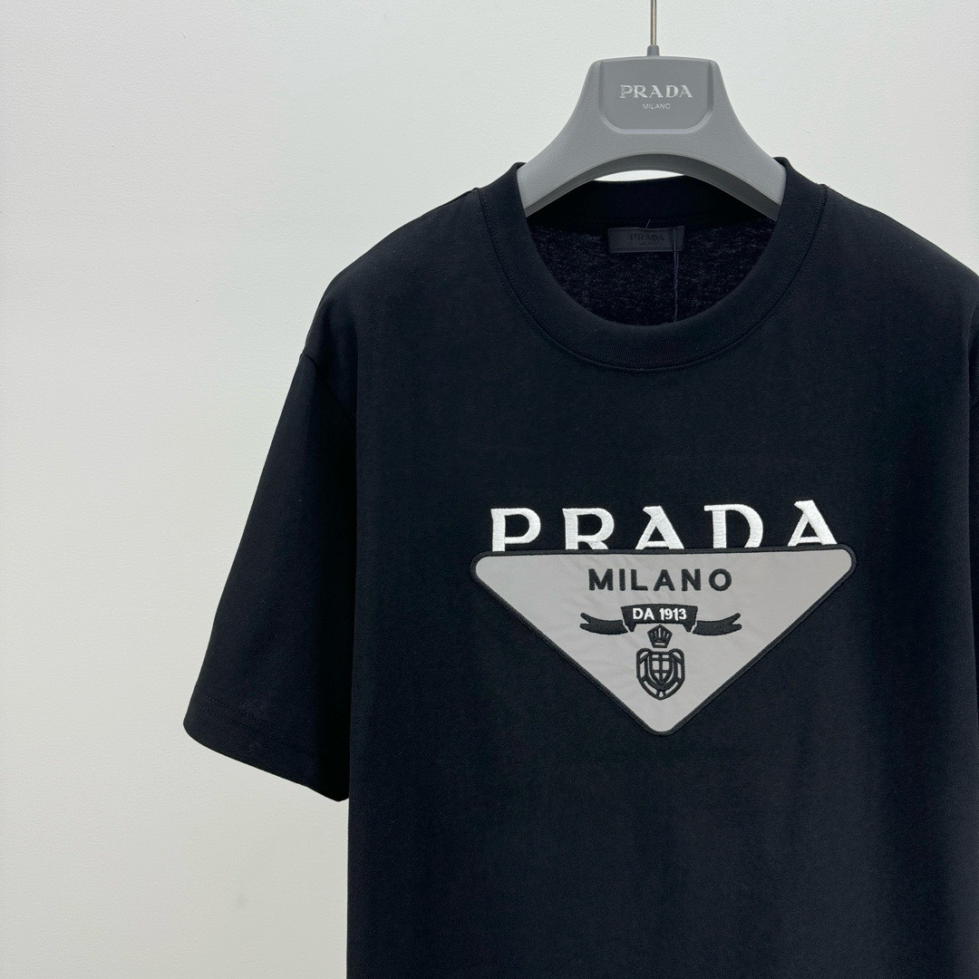 Bagsaaa Pra*a Triangle Logo Black T-Shirt