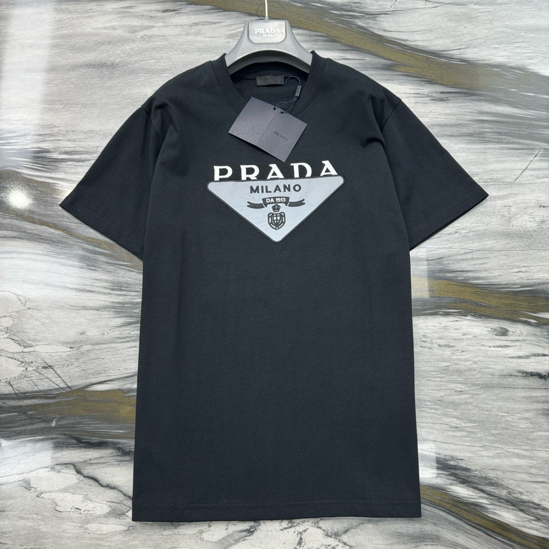 Bagsaaa Pra*a Triangle Logo Black T-Shirt