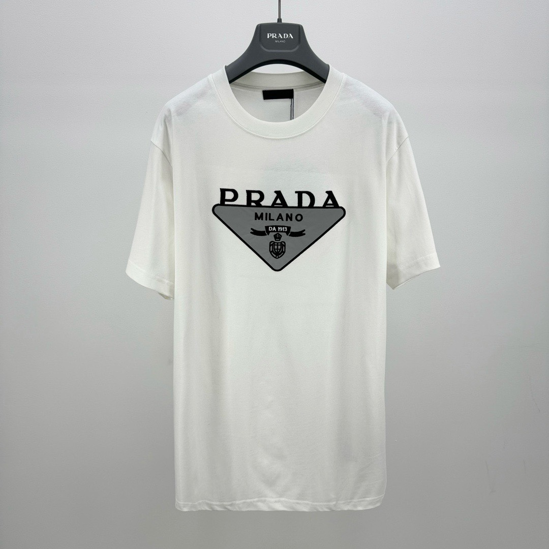 Bagsaaa Pra*a Triangle Logo White T-Shirt