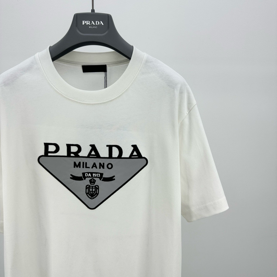Bagsaaa Pra*a Triangle Logo White T-Shirt