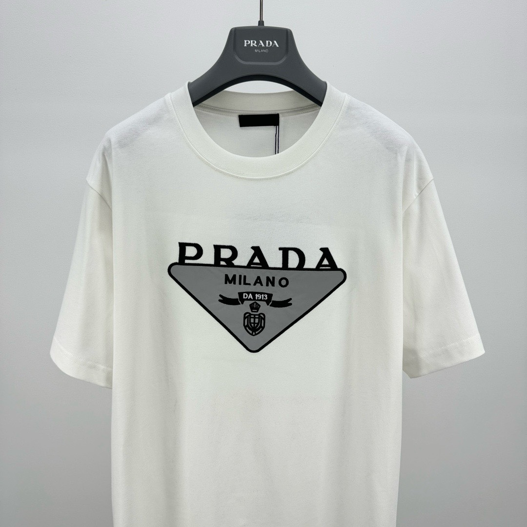Bagsaaa Pra*a Triangle Logo White T-Shirt