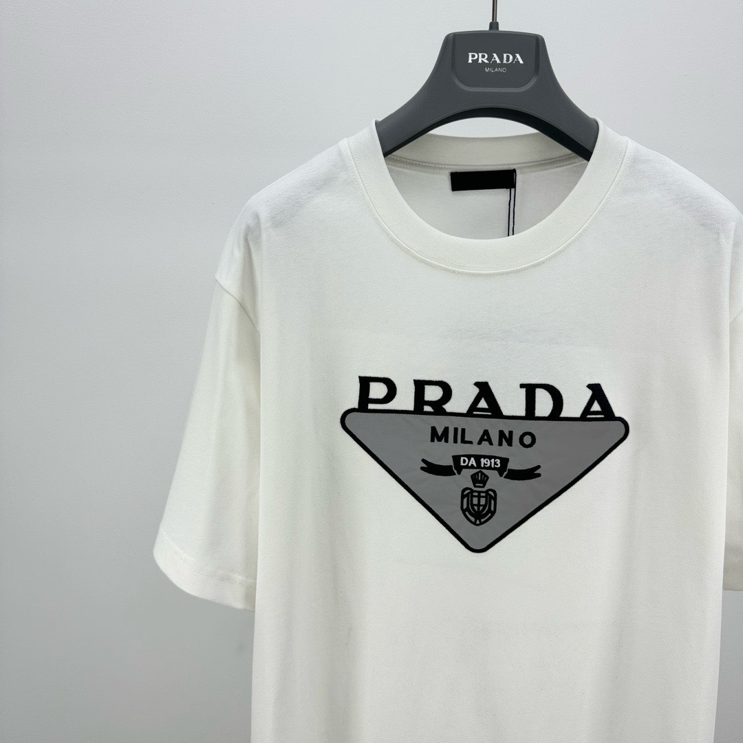 Bagsaaa Pra*a Triangle Logo White T-Shirt