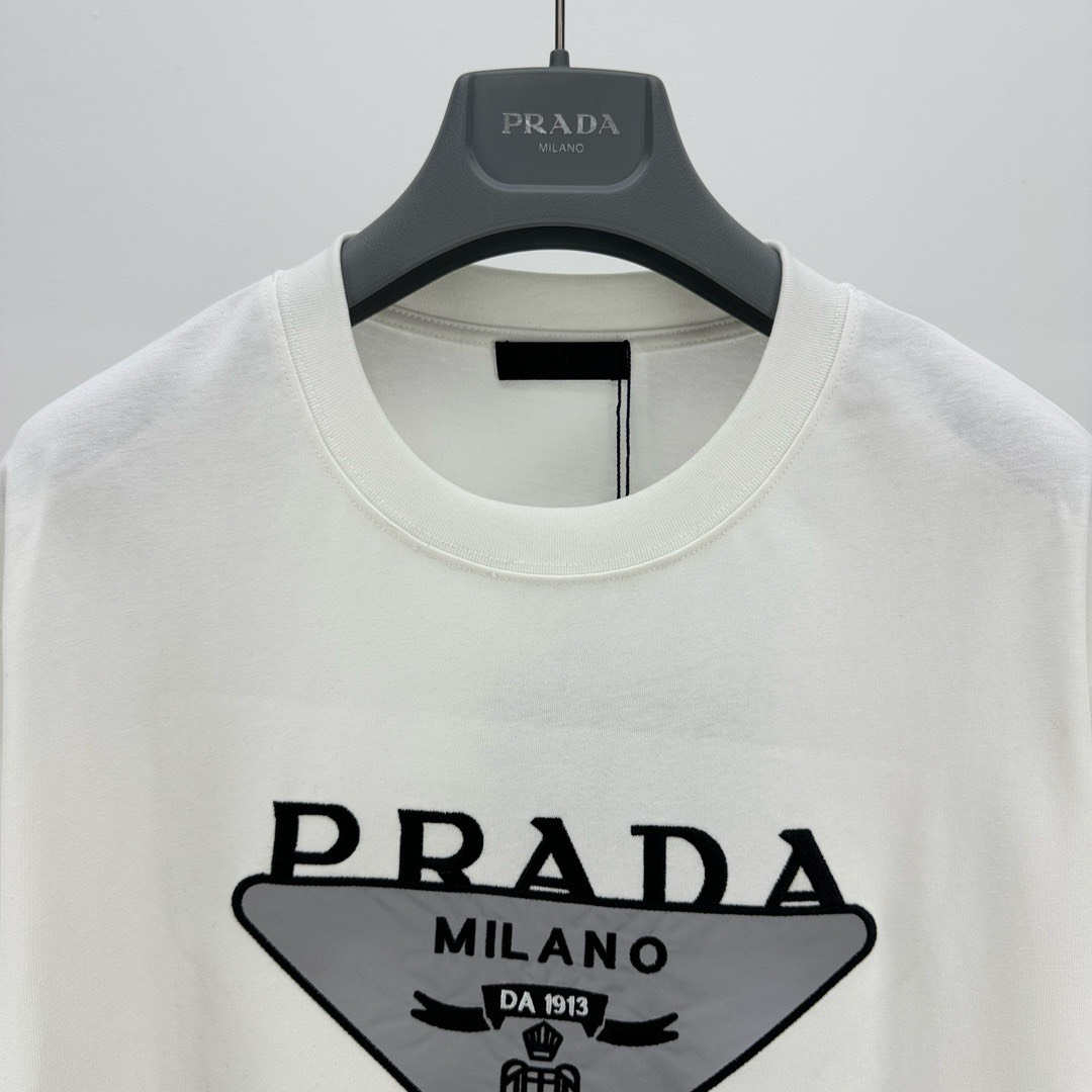 Bagsaaa Pra*a Triangle Logo White T-Shirt