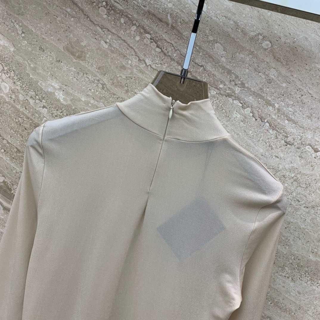 Bagsaaa Pra*a Tall Stone Roll Neck Bodysuit In Beige