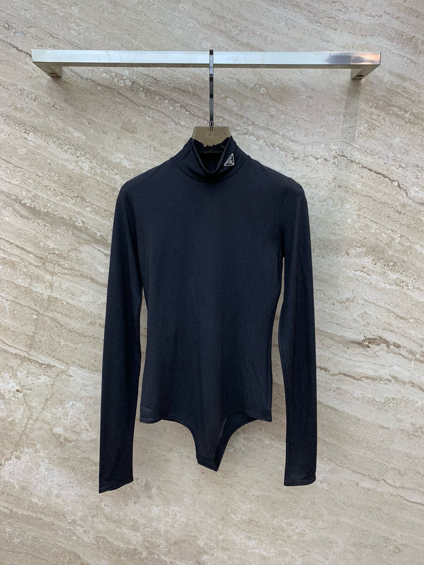 Bagsaaa Pra*a Tall Stone Roll Neck Bodysuit In Black