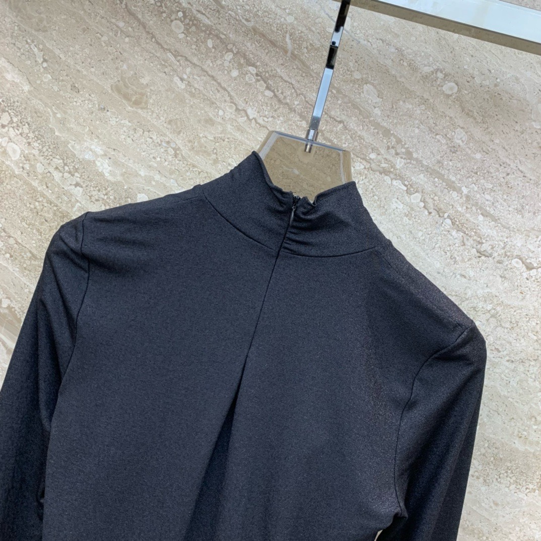Bagsaaa Pra*a Tall Stone Roll Neck Bodysuit In Black