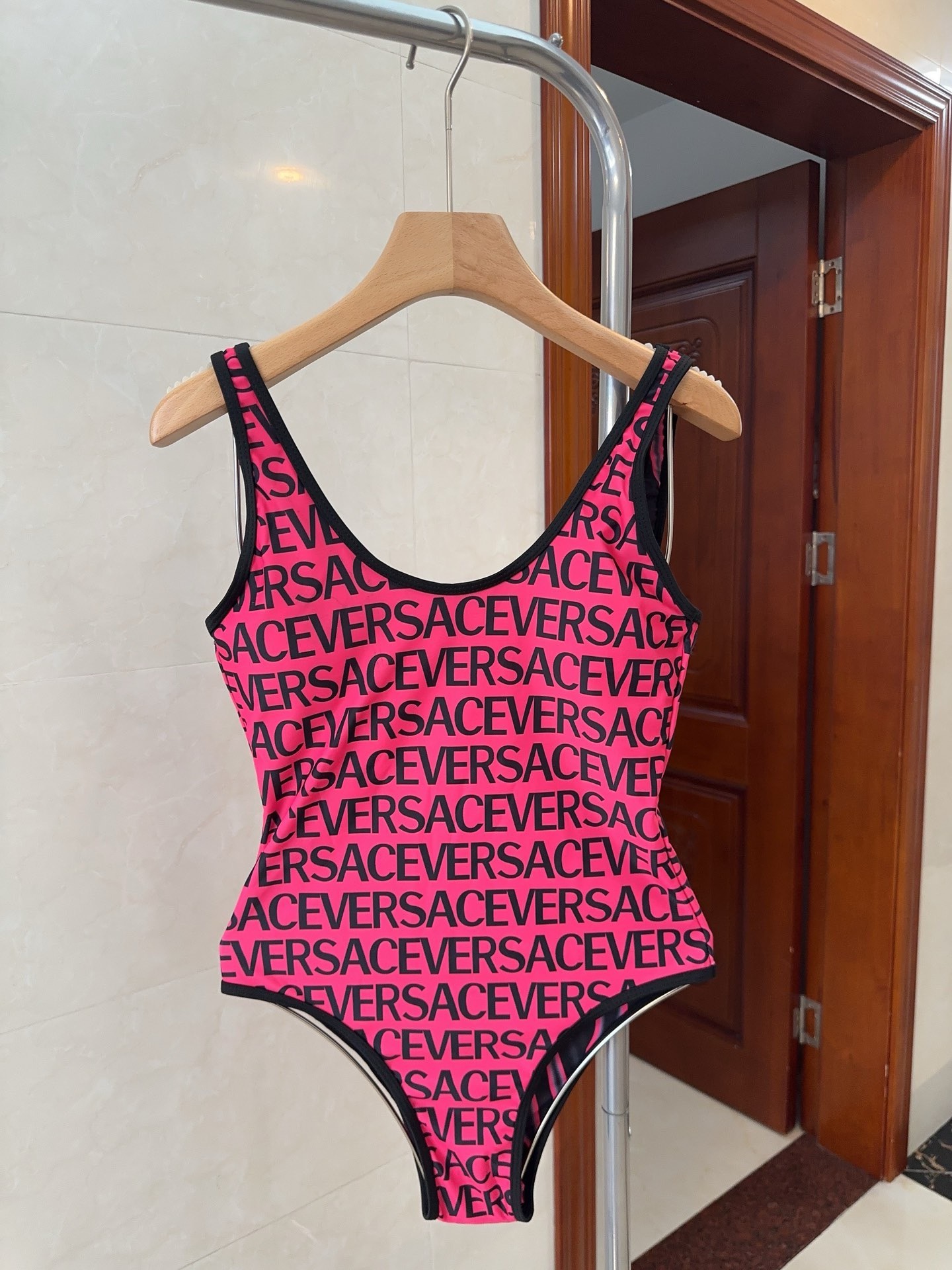 Bagsaaa Versace Zebra Miranda Reversible One-Piece Swimsuit Pink