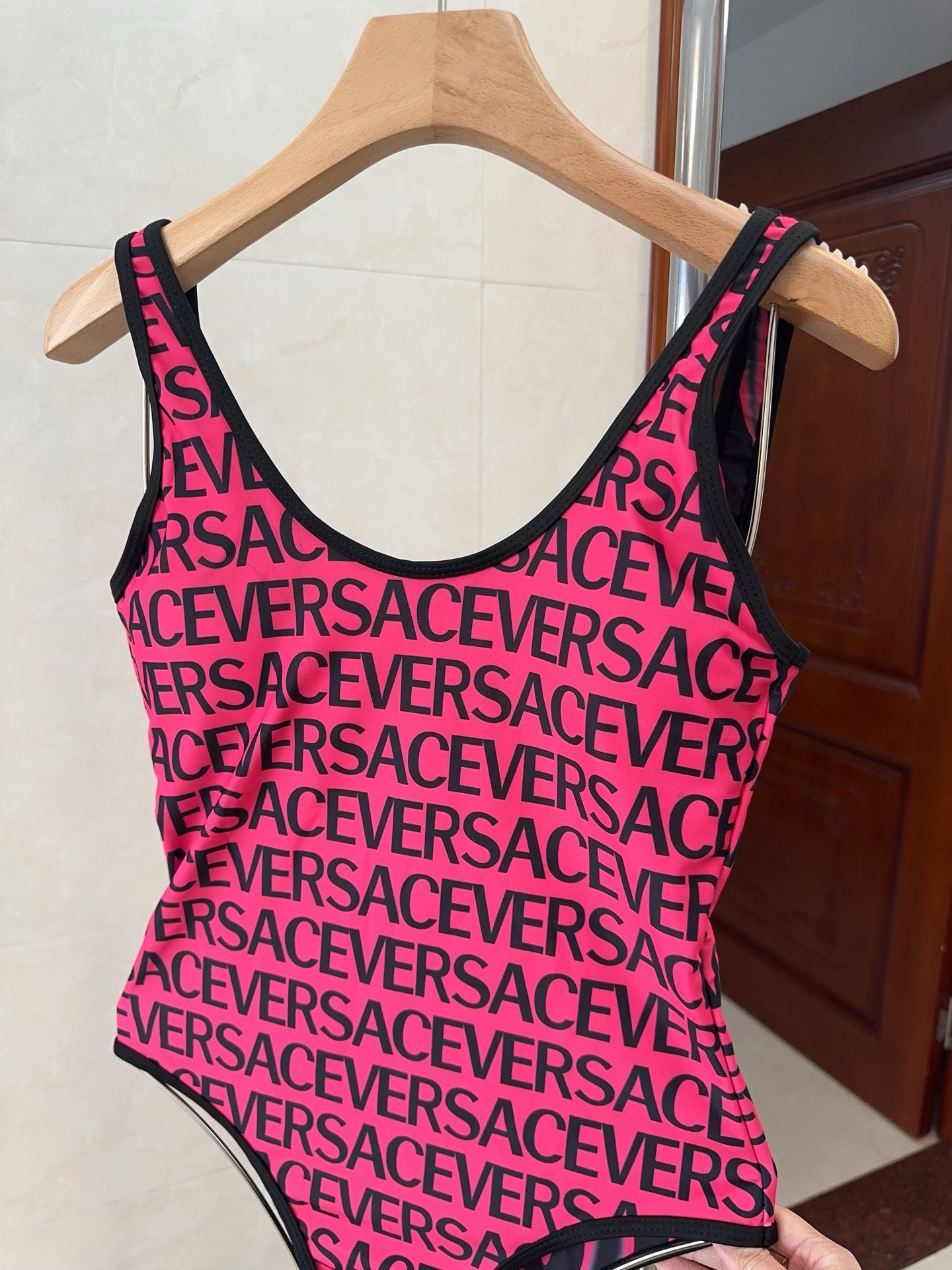 Bagsaaa Versace Zebra Miranda Reversible One-Piece Swimsuit Pink
