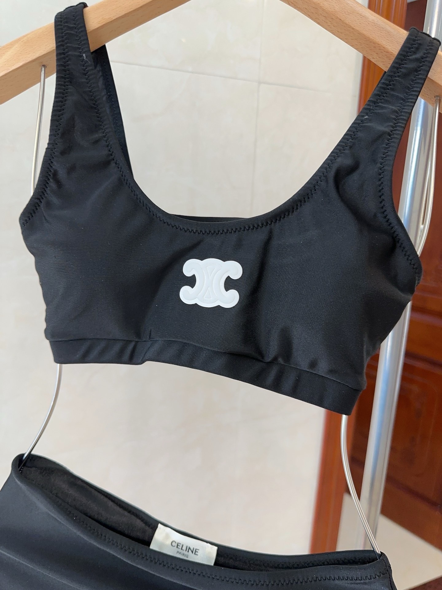 Bagssaaa Ce1i*e Neck Bikini Black Set