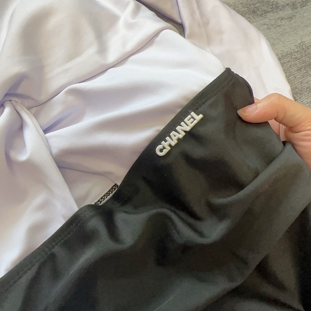 Bagsaaa Ch**el Long Sleeve Swimsuit Black And White