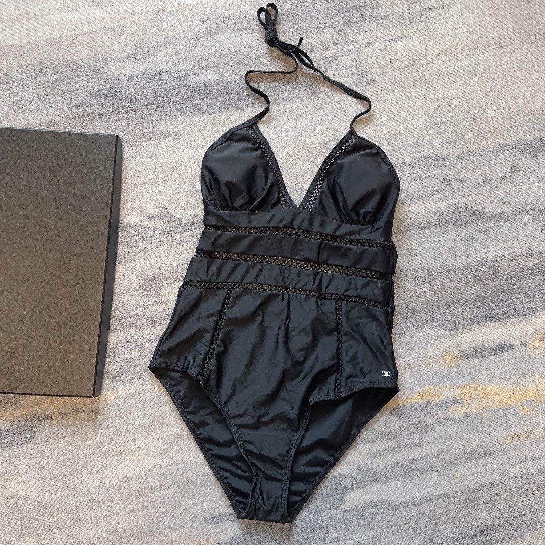 Bagsaaa Ch**el Tied One Piece Black 