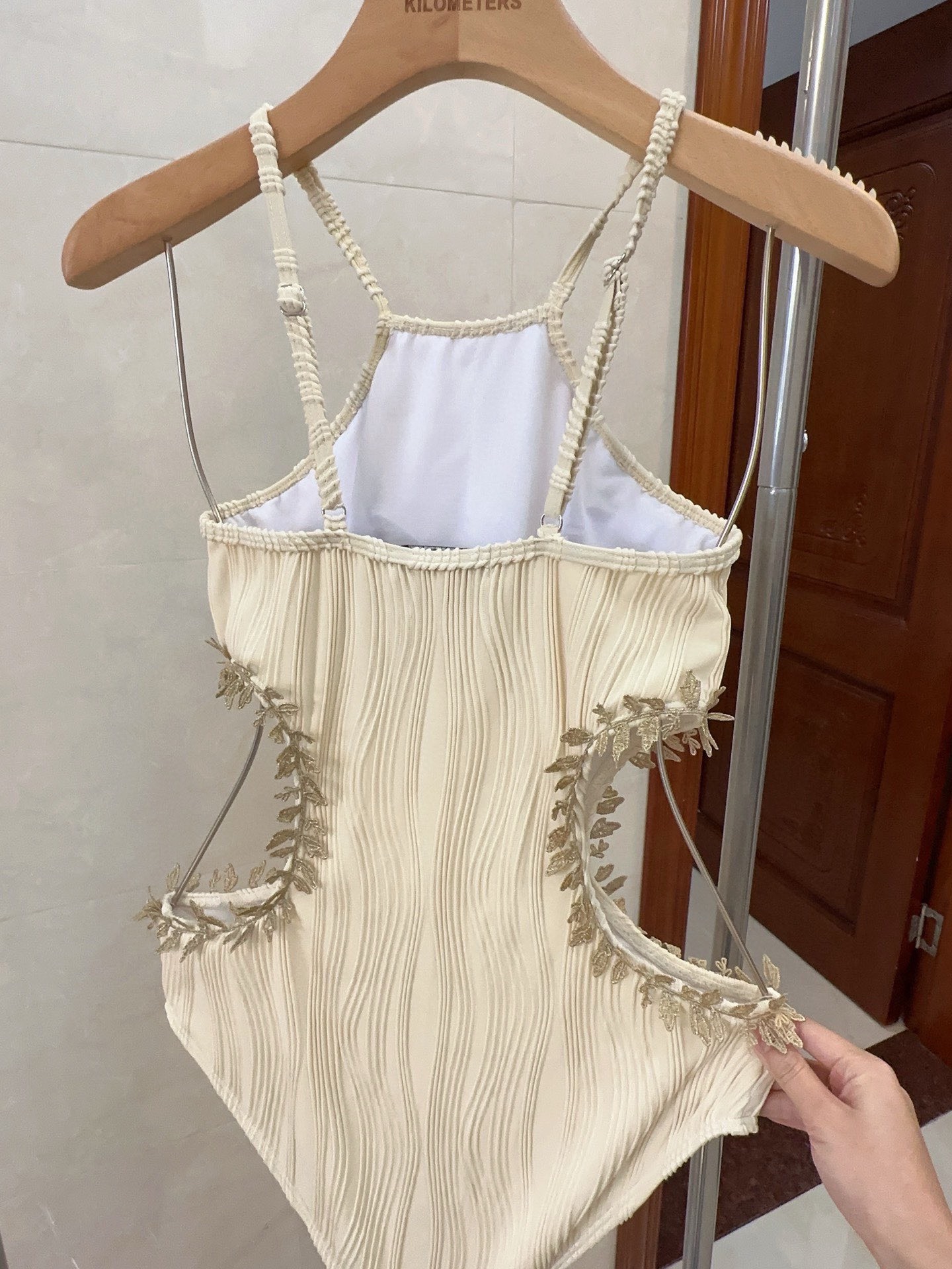 Bagsaaa M1um1u One Piece Swimwear In Cream Color