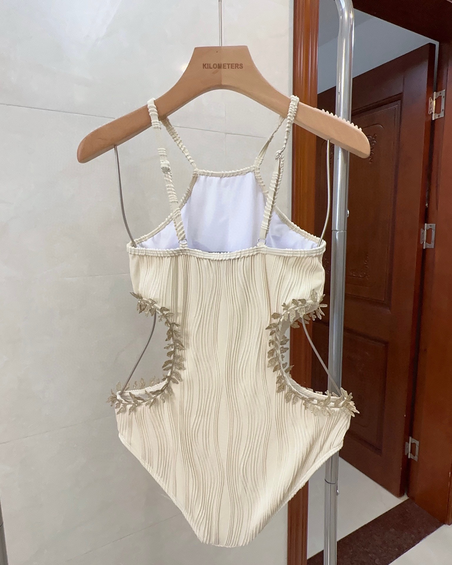 Bagsaaa M1um1u One Piece Swimwear In Cream Color