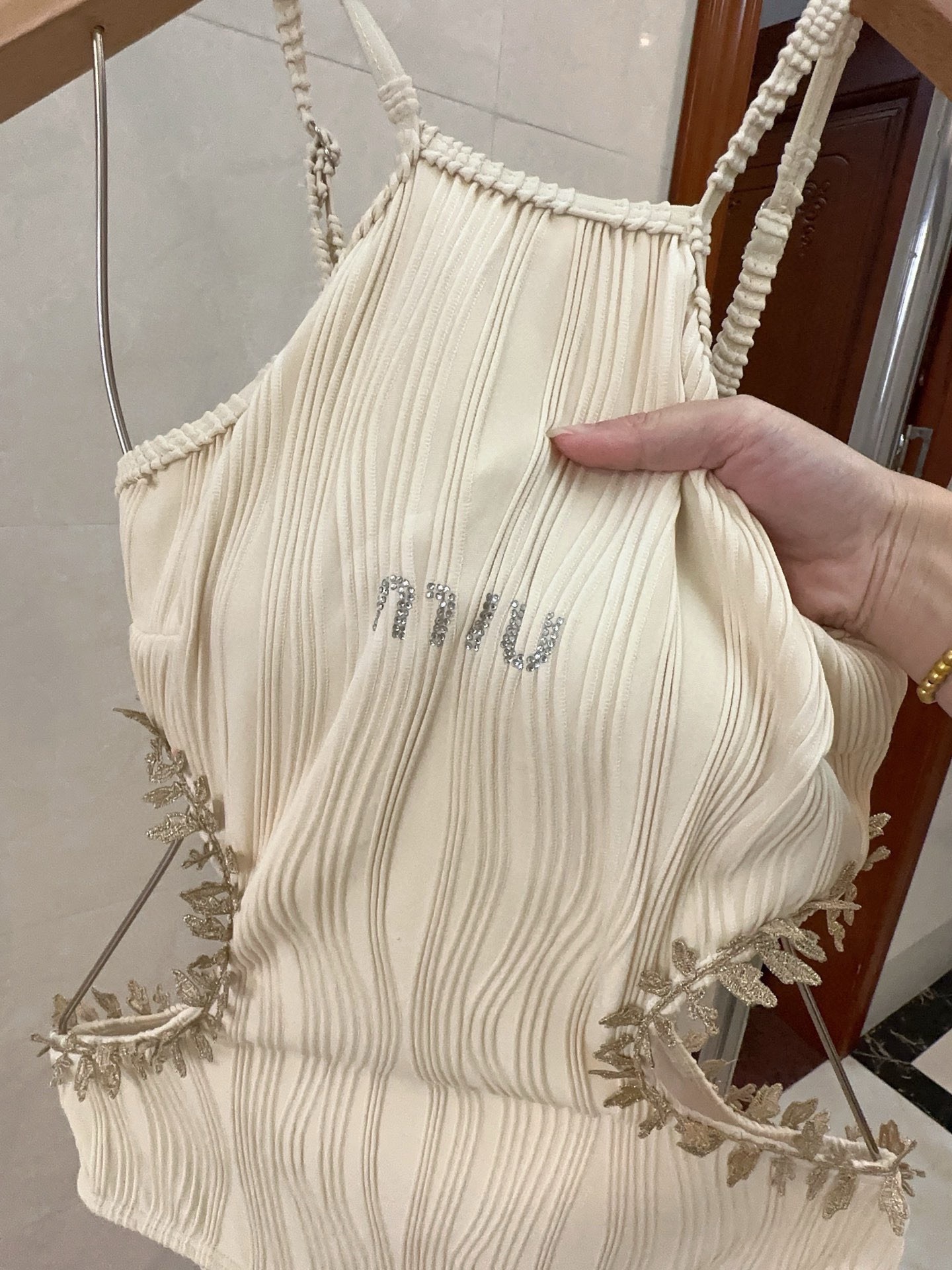 Bagsaaa M1um1u One Piece Swimwear In Cream Color