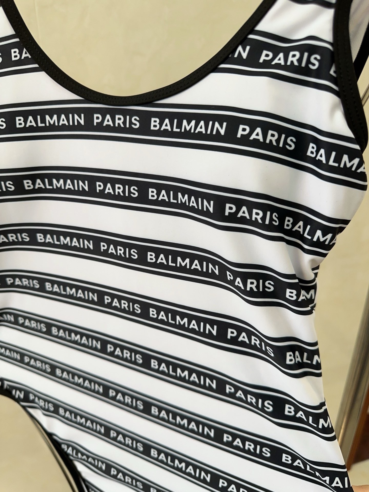 Bagsaaa Balmain Black One Piece Logo Swimsuit