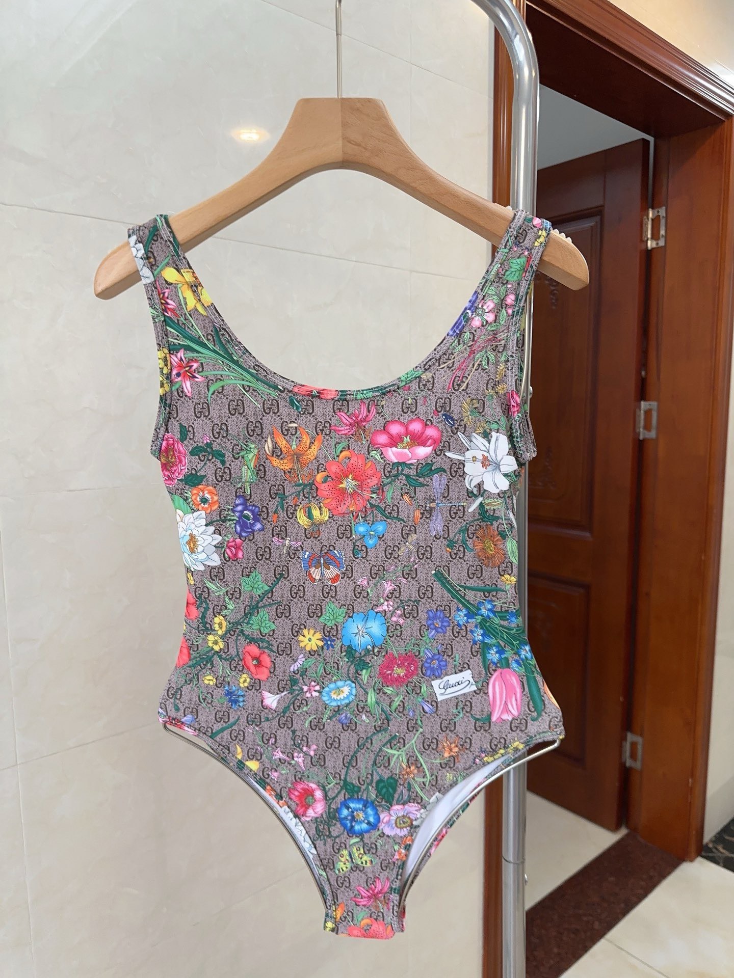 Bagsaaa Gvc*1 GG Ebony With Flower One Piece Swimwear