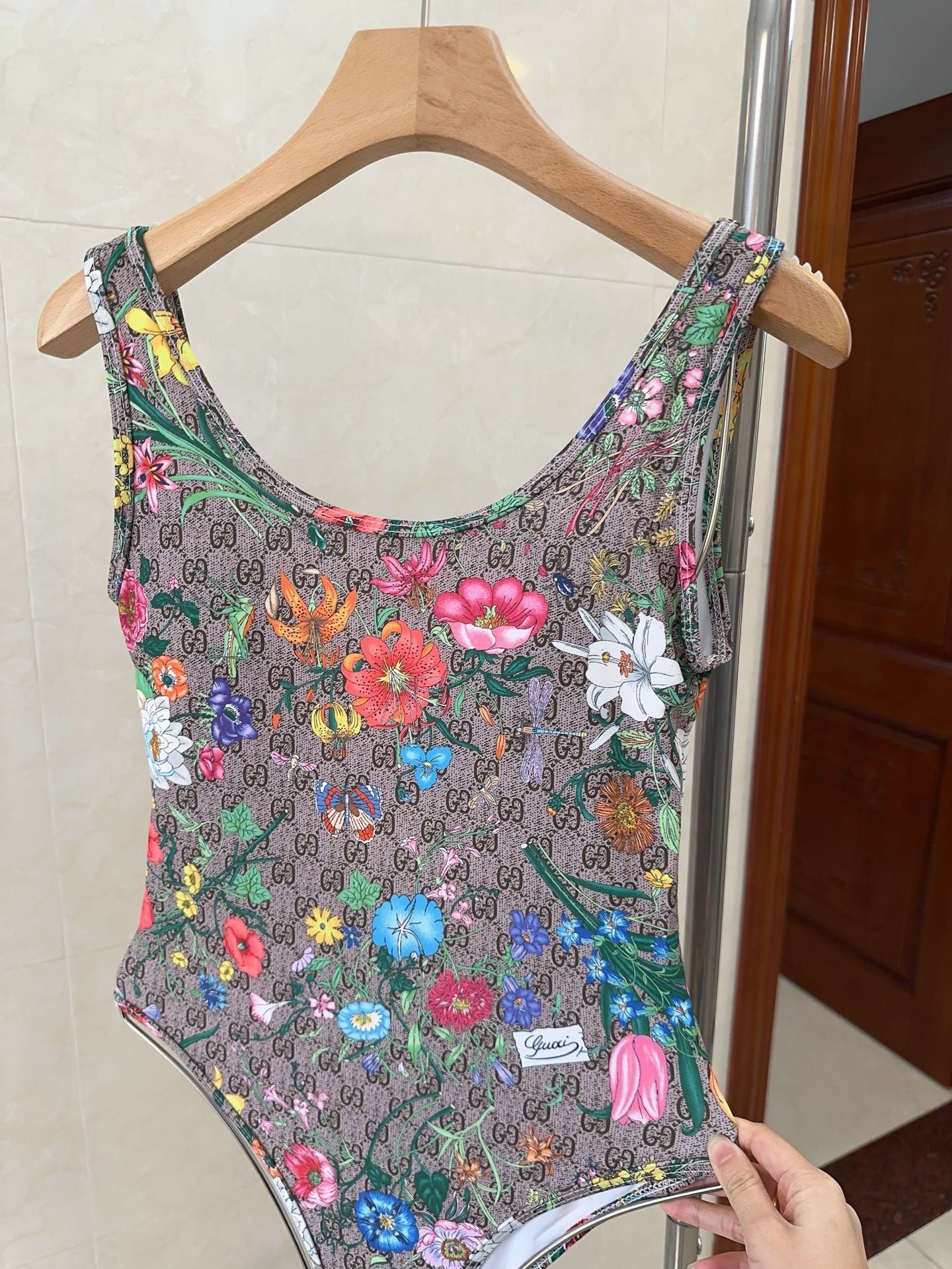 Bagsaaa Gvc*1 GG Ebony With Flower One Piece Swimwear