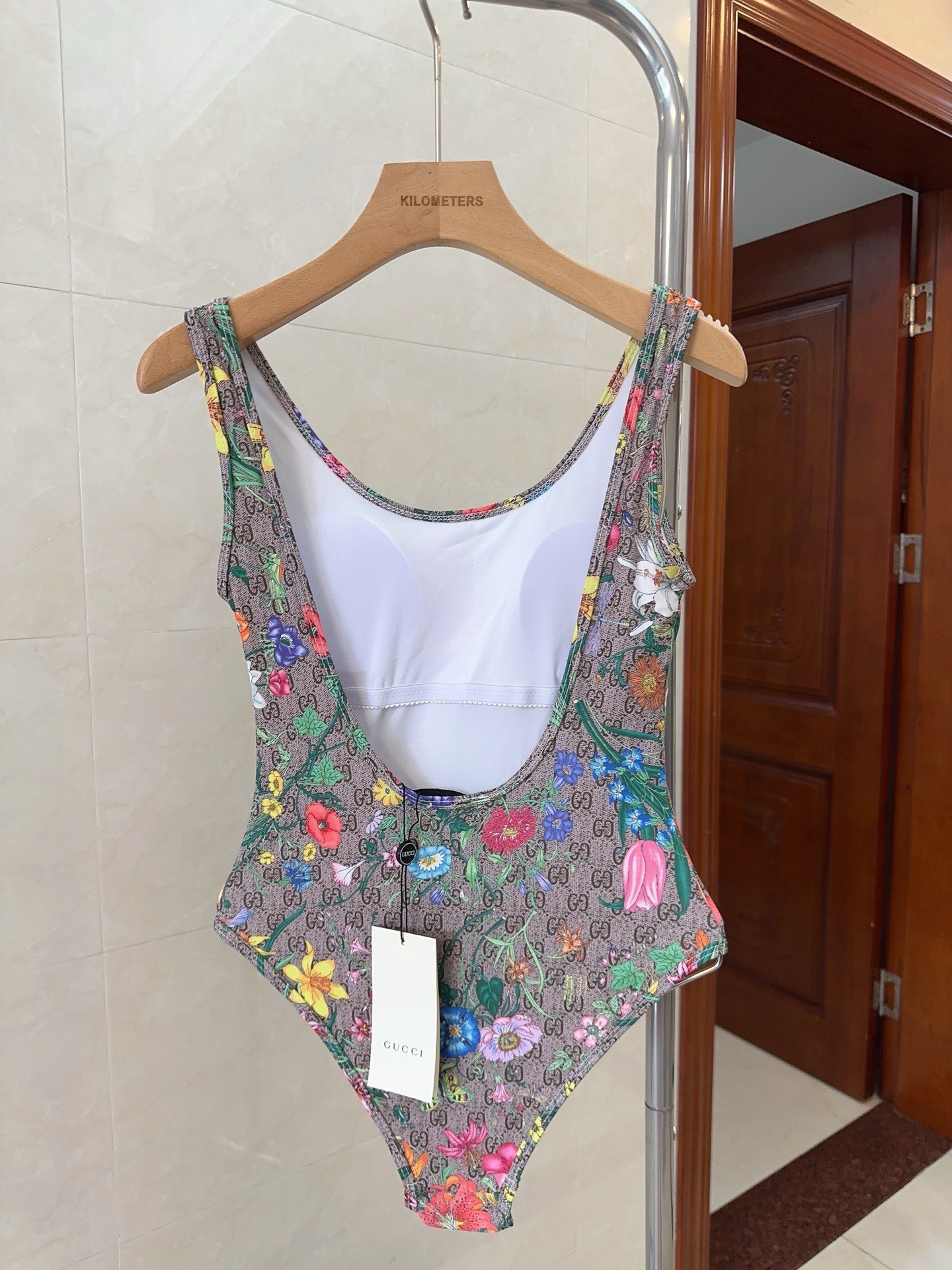 Bagsaaa Gvc*1 GG Ebony With Flower One Piece Swimwear