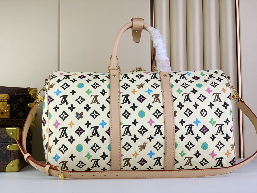 Bagsaaa L0vis Vvtt0n Keepall Bandoulière 45 Vanilla Monogram Craggy coated canvas - 45 x 27 x 20 cm