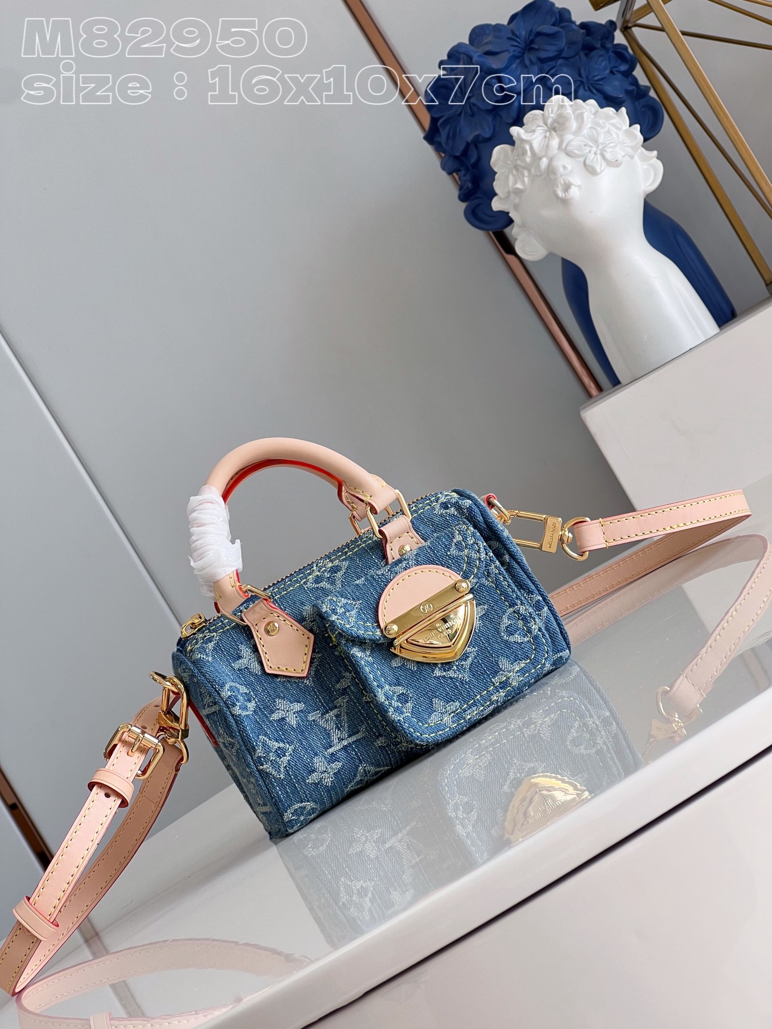 Bagsaaa L0vis Vvtt0n Speedy Denim Bag - 16 x 10 x 7.5CM