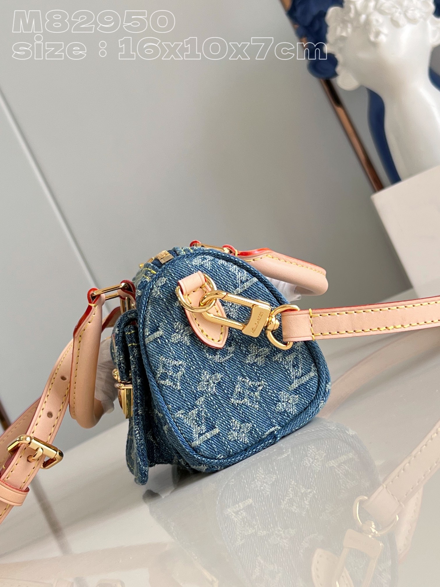 Bagsaaa L0vis Vvtt0n Speedy Denim Bag - 16 x 10 x 7.5CM