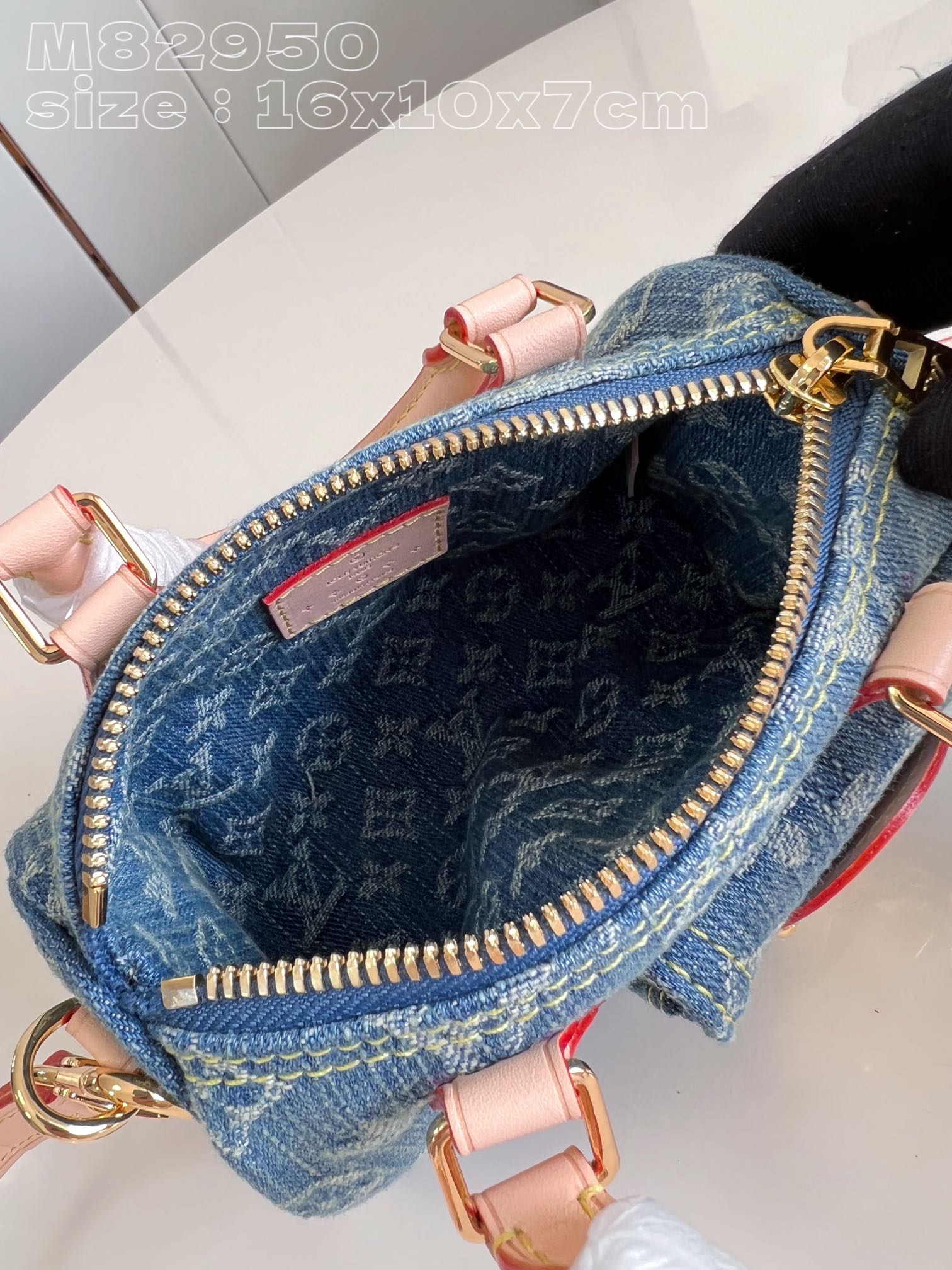 Bagsaaa L0vis Vvtt0n Speedy Denim Bag - 16 x 10 x 7.5CM