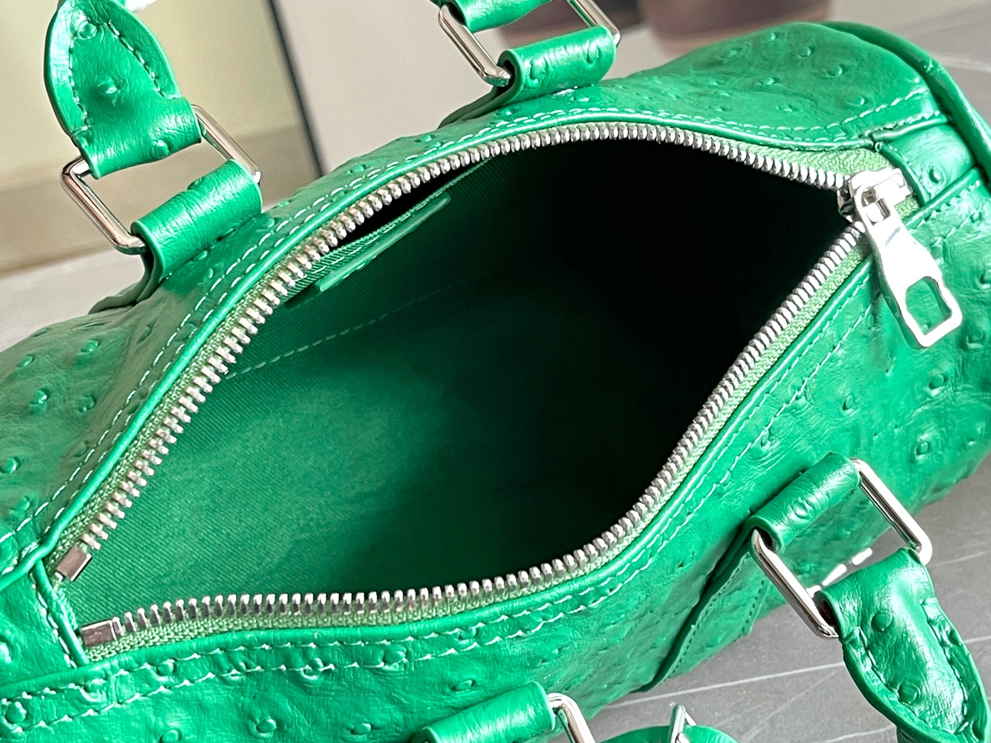 Bagsaaa L0vis Vvtt0n Keepall Bandoulière 25 Green Ostrich leather - 25 x 15 x 11 cm
