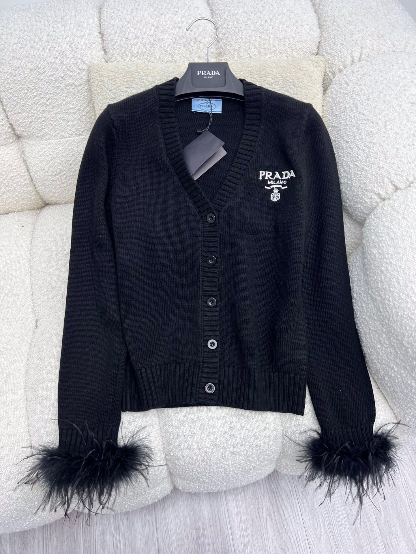 Bagsaaa Pra*a Cardigan With Fur Cuff